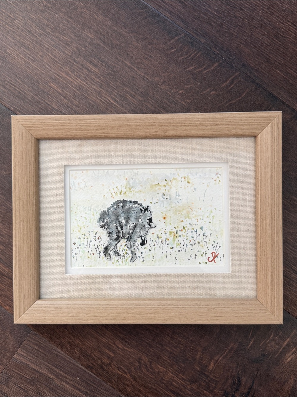 Original Framed Mixed Media Art -Jimothy The Raccoon/Seattle/Jimothy Summer